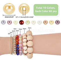 10 Color Eco-Friendly Pearlized Round Glass Pearl Beads&nbsp;HY-PH0010-05