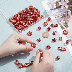 80Pcs 8 Styles Plating Acrylic Beads&nbsp;OACR-ME0001-10