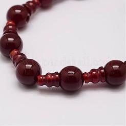 Natural Carnelian 3-Hole Guru Bead Strands&nbsp;G-K149-32A