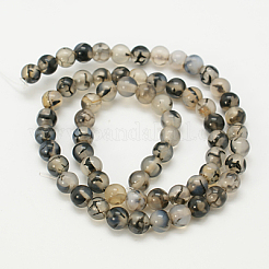 Natural Grey Agate Beads Strands&nbsp;G-G390-8mm-07