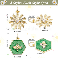 8Pcs 2 Styles Brass Enamel Pendants&nbsp;KK-AR0004-61