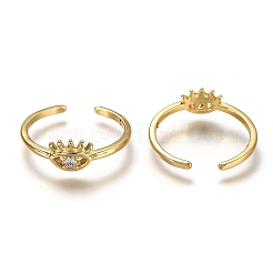 Brass Micro Pave Clear Cubic Zirconia Cuff Rings&nbsp;RJEW-C100-07G