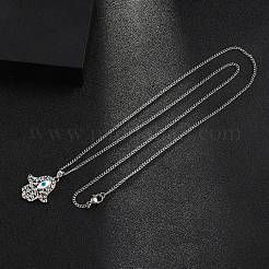 Brass Micro Pave Cubic Zirconia Pendant Necklaces&nbsp;NJEW-M211-04B-P