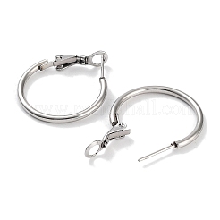 Non-Tarnish Ring 304 Stainless Steel Hoop Earrings for Women Men&nbsp;EJEW-B049-02A-P