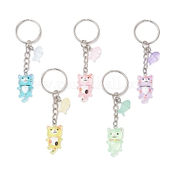 Resin Glass Cat and Fish Luminous Keychain&nbsp;KEYC-JKC01236