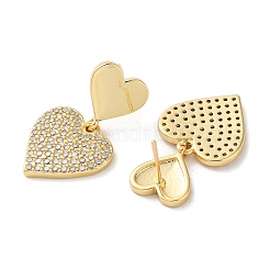 Brass Pave Clear Cubic Zirconia Stud Earrings for Women&nbsp;EJEW-M258-13G