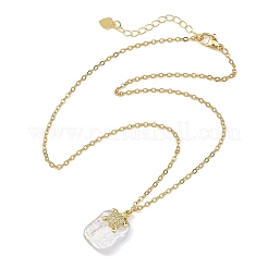 Ocean Natural Baroque Keshi Pearl Rectangle and Brass Micro Pave Cubic Zirconia Starfish/Turtle Pendant 304 Stainless Steel Cable Chain Necklaces&nbsp;NJEW-JN06339