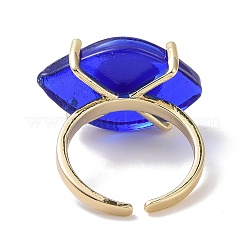 Lampwork Oval with Evil Eye Open Cuff Ring&nbsp;RJEW-I086-13G-01