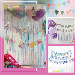 1 Bag Fish Scales Pattern Paper Word Happy Birthday Hanging Streamer&nbsp;DIY-NB0015-16