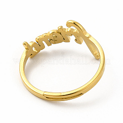 Ion Plating(IP) 304 Stainless Steel Word Friend Adjustable Ring for Women&nbsp;RJEW-B027-07G