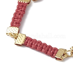 Braided Waxed Polyester Rectangle Link Chain Bracelets&nbsp;BJEW-JB10000-04