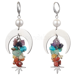 Chakra Chip Natural & Synthetic Mixed Stone Leverback Earrings&nbsp;EJEW-JE06199
