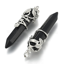 Natural Dyed & Heated Black Agate Pointed Pendants&nbsp;G-O164-02-P04