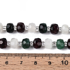Natural Fuchsite & Garnet & White Moonstone Beads Strands&nbsp;G-T144-20A-01
