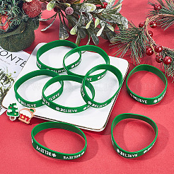 12Pcs Christmas Themed Silicon Cord Bracelets&nbsp;BJEW-CN0001-07