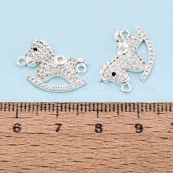 Brass Micro Pave Clear and Black Cubic Zirconia Connector Charms&nbsp;KK-N288-14S