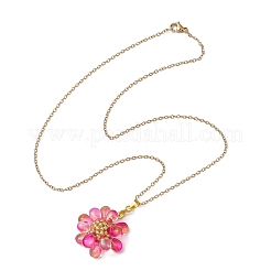 7Pcs 7 Colors Flower Handmade Glass Seed Beaded Pendant Necklaces&nbsp;NJEW-MZ00096