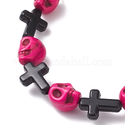 Halloween Cross & Skull Acrylic Bead Stretch Bracelets&nbsp;BJEW-JB12617