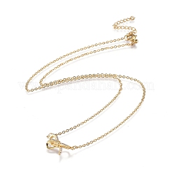 Brass Micro Pave Clear Cubic Zirconia Pendant Necklaces&nbsp;NJEW-R256-04
