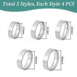20Pcs 5 Styles 304 Stainless Steel Finger Rings for Men&nbsp;RJEW-UN0003-12