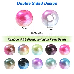 Rainbow ABS Plastic Imitation Pearl Beads&nbsp;OACR-CJ0001-02