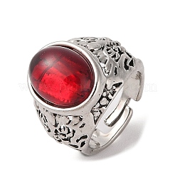 Oval Resin Finger Ring&nbsp;RJEW-B107-12AS-02