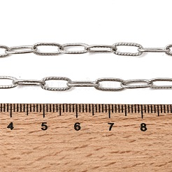 4MM 201 Stainless Steel Textured Paperclip Chain Necklaces for Unisex&nbsp;NJEW-K302-25P