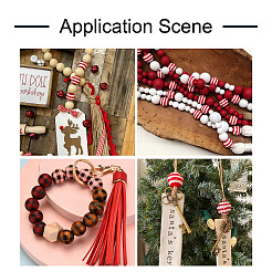 100Pcs 5 Style Christmas Themed Dyed Natural Wooden Beads&nbsp;WOOD-BT0001-07