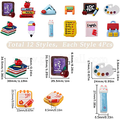 48Pcs 12 Styles Cartoon Teachers' Day Resin Cabochons&nbsp;RESI-SC0002-95