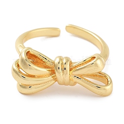 Bowknot Rack Plating Brass Open Cuff Rings&nbsp;RJEW-Z059-27G