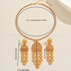 Vintage Alloy Long Tassel Hollow Flower Earrings & Necklaces Sets for Women&nbsp;HI3455