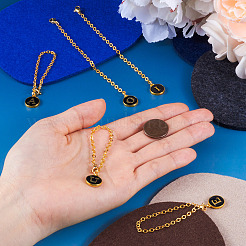 5Pcs 5 Style Flat Round with Letter Alloy Enamel Wine Glass Charms&nbsp;HJEW-TA0001-18