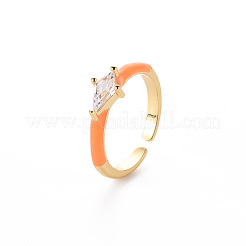 Brass Enamel Cuff Rings&nbsp;RJEW-T016-28D-NF