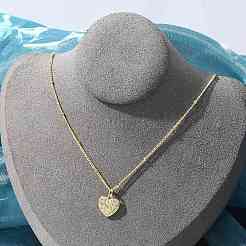 Brass Micro Pave Clear Cubic Zirconia Heart with Key Pendant Necklaces for Women&nbsp;NJEW-M088-02G-01