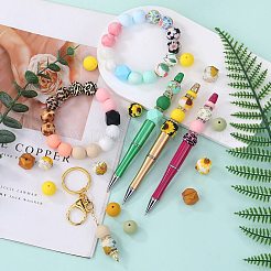 89Pcs Pattern Printed Silicone Beads Sets&nbsp;SIL-SZ0002-54A