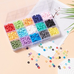 105G 15 Colors Handmade Polymer Clay Beads&nbsp;CLAY-YW0001-43