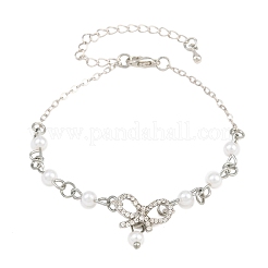 Alloy Micro Pave Clear Cubic Zirconia Bowknot Link Bracelets for Women&nbsp;AL-CBA3C8B-07A-P