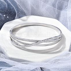 304 Stainless Steel Polymer Clay Rhinestone Hinged Bangles for Women&nbsp;BJEW-A011-16P