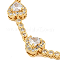 Rack Plating Brass Pave Clear Cubic Zirconia Heart Link Chain Bracelets&nbsp;BJEW-Q347-04G