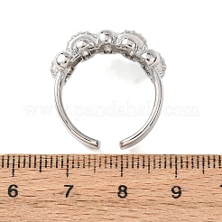 Brass Micro Pave Cubic Zirconia Cuff Open Rings for Women&nbsp;RJEW-A098-02P