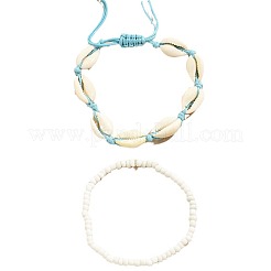 Glass Seed Beaded Stretch Anklets&nbsp;WGF5463-04