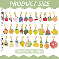 60Pcs 30 Styles Alloy Enamel Fruit Pendant Decorations&nbsp;HJEW-ME00068