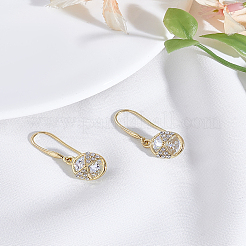 1 Pair Flat Round Glass Dangle Earrings&nbsp;EJEW-LP0010-04