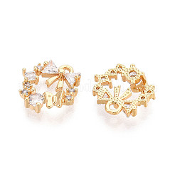 Brass Micro Pave Cubic Zirconia Charms&nbsp;KK-N263-78A-G