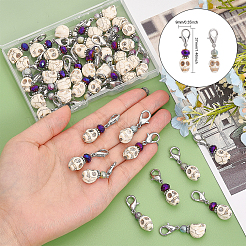 50Pcs 2 Style Halloween Synthetic Magnesite Skull Pendants Decorations&nbsp;HJEW-CA0001-62