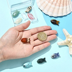 10Pcs 10 Styles Natural & Synthetic Mixed Gemstone Pendants&nbsp;G-YW0002-80