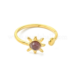 Gemstone Sun 304 Stainless Steel Cuff Open Rings for Women&nbsp;RJEW-JR01064