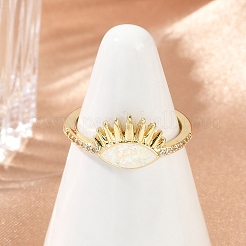 Eye Brass Micro Pave Clear Cubic Zirconia Open Cuff Rings for Women&nbsp;RJEW-G343-29G-01