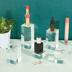 5Pcs 5 Styles Square Transparent Acrylic Jewelry Display Pedestals&nbsp;ODIS-FG0001-65