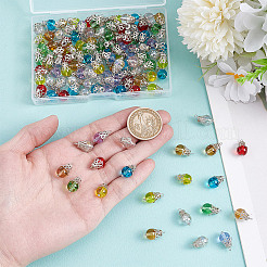 120Pcs 8 Colors Glass Charms&nbsp;PALLOY-HY00099